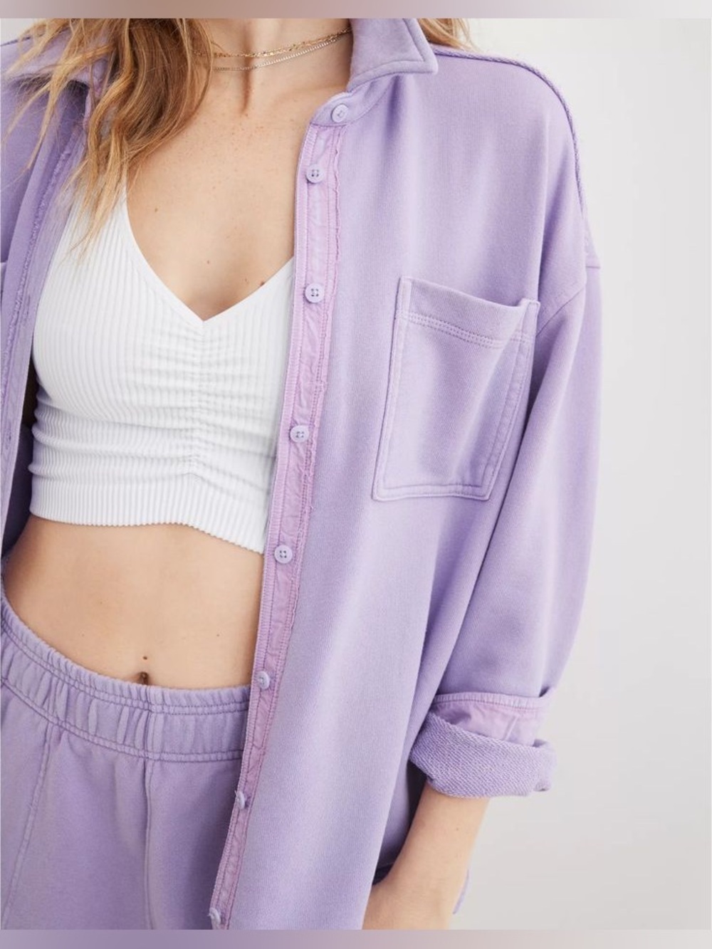 Aerie Purple Oversized Button Down Shirt M